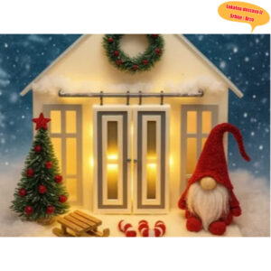 Božićni kompleti za sklapanje kućice | Ukrasi modela kućice u starinskom stilu za decu i odrasle, naučni materijali, boja pšenice