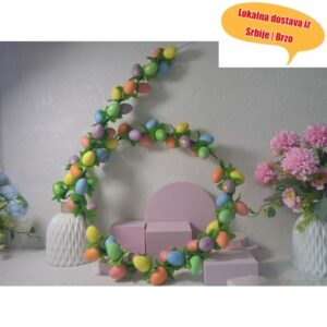 Hengchong Kreativni Veliki Pastel Uskršnji Venac sa Cvetnom Trakom i Oznakenim Centrom – Prolećna Dekoracija za Vrata, Kaminsku Policu ili Sto – Izdržljiva Plastika/Smola/Metalik Materijali – Žive Boje Za Uspravljanje Jaja Na Praznikima Ili Zabave Sa Tematikom Traženja Umjetnih Jaja (Uskrs) – Lako Sastavljanje Potrebno Je Samo Da Se Postavi Šareni Pastelevenački Vezenj Od Roze, Plavo, Żuto, Zelene, Narandževe, Purpurne Bele I Braon Bohama