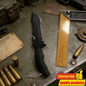 Srbija Kamperski Esencijalni Nož sa Punom Oštricom Visoke Tvrdoće, Fiksni Nož za Spoljašnju Upotrebu sa Protivkliznom Drškom