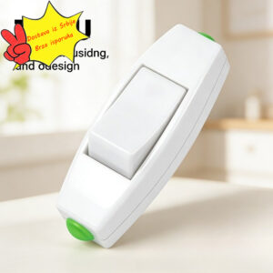 Beli Inline Prekidač sa Kablom, Jednostruki Prekidač sa Jednim Poljem, Pogodan za Stone Lampe, Podne Lampe i Male Uređaje, Jednostavan za Postavljanje