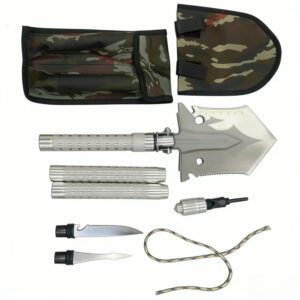 Sklopiva višenamenska inženjerska lopata – Izdržljiva kompaktna lopata pogodna za kampovanje, pecanje, preživljavanje u prirodi, vojnička lopata sa prenosivim kopanjem za S i