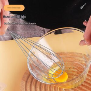 Ručni mikser za jaja od nerđajućeg čelika sa ergonomskom ručkom i odvojivom glavom za mućenje – Izdržljivi ručni mikser za jaja, kremu, bazu od nerđajućeg čelika 304 – Kuhinja laka za čišćenje za pečenje, kuvanje, kampovanje i piknike – Izdržljiv i higijenski dizajn