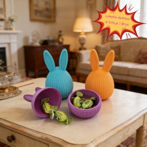 [2D Flat] Uskršnji Zeka Iznenađenje Jaje, 3D Štampano Jaje za Čuvanje Slatkiša Koje se Otvara i Zatvara, Lokalna Dostava u Srbiji, Praznična Dekoracija sa Nasumičnim Bojama