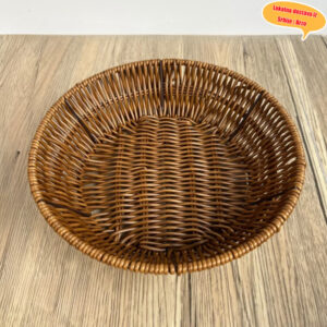 Okrugla i kvadratna pletena plastična korpa – Izdržljiva pletena korpa za voće, grickalice, hleb i peciva sa otvorenim vrhom za pekare, supermarkete, kafiće, žurke, piknike, venčanja – Lagana plastična korpa za usluge i maloprodaju