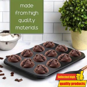 Posuda za muffine od ugljeničnog čelika sa nelepljivom površinom za 12 kuglica | Izdržljiva posuda za pečenje za Dan zaljubljenih, ručni rad, pravougaonog oblika