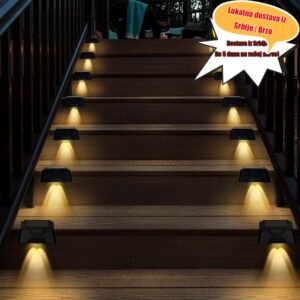 Solarna stepenica svetiljka, spoljna dvorišna svetiljka, spoljna atmosferska rasveta, vila svetiljka sa konveksnim sočivom za stepenice i zid, set od 4 komada u jednoj kutiji