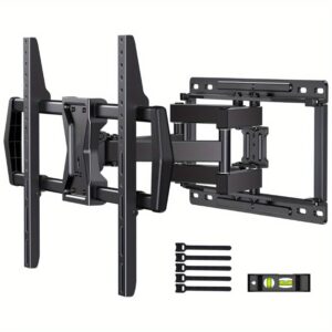 Zidni nosač za TV sa punim pokretom za većinu televizora od 93.98-190.5 cm | Nosivost do 45.36KG sa duplim zglobnim rukama, podržava okretanje i nagib, napravljen od gvožđa