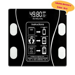 Pametna vaga na baterije – kapacitet 180kg, Bluetooth digitalna vaga sa LCD ekranom