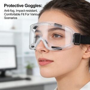Providne zaštitne naočare protiv magljenja i otporne na udarce sa podesivim kaišem, pogodne za građevinarstvo, laboratorijski rad, obradu drveta, rukovanje hemikalijama, plastični okvir i za gradilište, radionicu, upotrebu