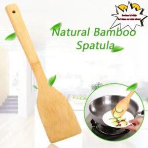 1 komad prirodna bambusova lopatica, lopatica za kuvanje za tiganje sa nelepljivim premazom, otporna na toplotu, bez rđe, bez boje, bez voska, zdrava, neophodan kućni pribor za kuvanje