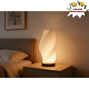 Božićna ograničena 3D štampana lampa sa talasastim strukom i toplim svetlom – jedinstven poklon za atmosferu i umetnost senke