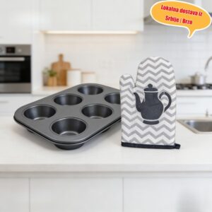 2 Setova za pečenje, uključujući kalupe za torte u obliku bundeve od ugljeničnog čelika i rukavice za rernu otporne na toplotu sa podlogama, kuhinjski alati za pečenje