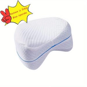 Jastuk za noge ergonomski dizajniran za spavače na boku – Beli prošiveni dizajn sa podrškom za spor povratak, olakšanje lumbalnog dela i umora, korekcija položaja pri spavanju, periv u mašini, udobnost tokom cele godine, jastuk za noge za spavače na boku, udobno spavanje, tekstura sa šavovima, izdržljiva tkanina