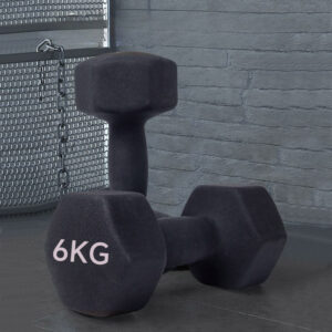 Svestrani set bučica za žene 0.5/1/1.5/2/3/4/5/6KG – Savršen za vežbanje kod kuće i u teretani, trening ruku i jogu – Izdržljiv PP materijal, crne boje