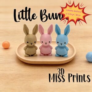 3D štampani ukras za Uskršnjeg zeca, Srbija, lokalna dostava, praznična dekorativna figurica, model zeca sa pletenim uzorkom u tri boje, isporuka nasumično