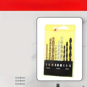 Set burgija od brzoreznog čelika sa uspravnim vrhom u izdržljivoj plastičnoj kutiji, sa dugom drškom i produženim dizajnom