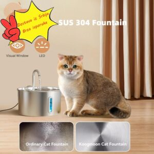3.2L Fontana za vodu za kućne ljubimce od nerđajućeg čelika | Automatski oli dispenzer za vodu za mačke za kućni dnevni boravak, pogodan za porodice sa više mačaka i male pse