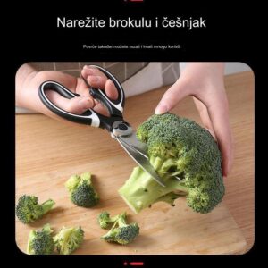 Teške kuhinjske makaze od nehrđajućeg čelika sa oštricom za meso, kosti, živinu, ribu i povrće – neklizajuća drška, za kuvare – izdržljive metalne makaze za razne zadatke