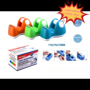 Stoni dispenzer za traku koji služi i kao držač i kao sekač za providnu traku, dizajniran za dvostruku upotrebu u fabričkom okruženju