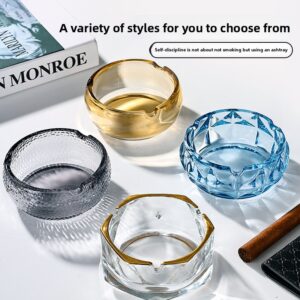 Luksuzna Moderna Pepeljara – Zadebljani Izdržljivi Dizajn Poput Stakla sa Poklopcem sa Zlatnim Rubom & Osnovom Otpornom na Prosipanje, Elegantna Providna Zlatna – Idealna za Kuću, Hotel, KTV, Kancelariju, Bar – Izdržljivi Držač za Cigarete & Cigare, Površina Otporna na Grebanje