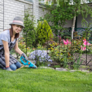 [2D Ravno] 4 komada 50*40cm Čelične Ograde od Livenog Gvožđa Otpornog na Rđu, Bez Kopanja, Pogodne za – Spoljnu Baštensku Ogradu, Modernu Vertikalnu Barijeru, Montaža