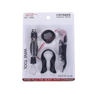 5 komada Premium Set Pribora za Vino – Čepovi za Vinske Flaše od Nerđajućeg Čelika sa Ergonomskim Drškama, Magnetnim Zatvaranjem i Sigurnim Hvatom – Idealno za Ljubitelje Vina