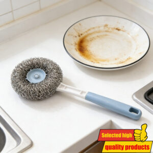 Izdržljiva četka za čišćenje od nerđajućeg čelika sa drškom | Idealna za kuhinju, kupatilo i spoljašnje čišćenje, moćno sredstvo za odmašćivanje