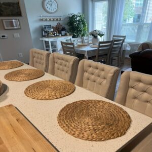 Set podmetača ručno tkanih u japanskom stilu – Okrugli drveni otporni na toplotu, pogodni za kuhinjski trpezarijski sto, rustikalni zaštitnici stola sa protivkliznim svojstvima, perivi, pogodni za dekoraciju venčanja, za okupljanja