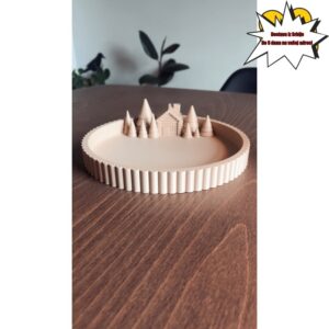 Moderna Plastična Božićna Seoska Tacna za Konzolni Sto sa Skulpturalnom Policom za Skladištenje – Višenamenski Sto za Kafu Pogodan za Dnevnu Sobu, Ulaz, Hodnik – Plastika za Dekoraciju Doma i Centralni Dekor, Bez Kontakta sa Hranom