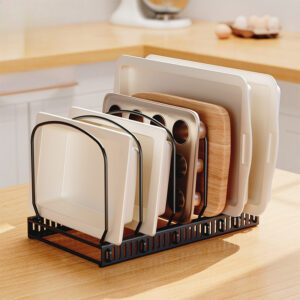 1 komad 29*19*15cm Nerđajući Čelični Organizator za Fioke u Kuhinji – Štedi Prostor za Tanjire i Činije, Ugrađeno Skladište za Pribor, Minimalistički Dizajn, Čista i Uredna Kuhinja, Kuhinjski Dodaci