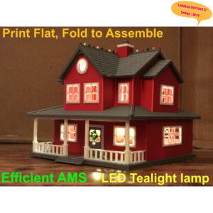 3D Štampana Osvetljena Božićna Koliba – Ukras od Smole u Evropskom Stilu, Praznični Dekor & Sjajan Poklon