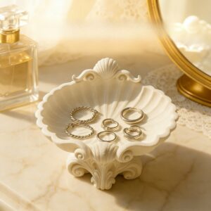 Kutija za skladistenje u obliku skoljke 3D stampa bela