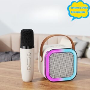 Bežični karaoke mikrofon sa glasnim zvučnikom – Prenosivi mikrofon za kućni KTV, pametne telefone/tablete/laptopove i porodično pevanje, Plug and Play pojačivač glasa (bez potrebe za spoljnim zvučnikom)