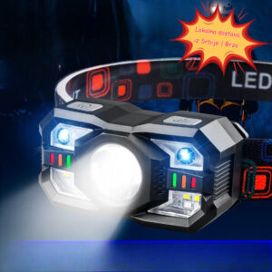 Pametna senzorska čeona lampa sa senzorom pokreta/automatskim uključivanjem, višestrukim svetlom (belo/crveno/zeleno) – bežična čeona lampa za noćni ribolov, kampovanje, hitne slučajeve – (kompatibilna sa -C uređajima)