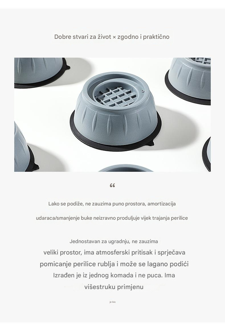 Teške neklizajuće podloge za veš mašine i nameštaj - Sivo/Crne antivibracione stabilizatore sa kompatibilnošću za bubanj/stolicu/sto/frizider, za vibracije uređaja (Izdržljive višenamenske podloge)