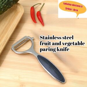 1 komad Ljuštilica od nerđajućeg čelika za voće i povrće – Udoban kuhinjski alat dizajniran za ljuštenje jabuka, dinja, krompira i još mnogo toga – Višekratni i dugotrajni kuhinjski dodatak, savršen za ljuštenje dinja