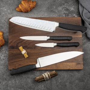 Set od 4 kuhinjska noža, Kućni kuhinjski nož od nerđajućeg čelika za voće, Set višenamenskih noževa sa uzorkom čekića za kuhinju, Stilski set pribora za jelo, Moderni kuhinjski pribor, Noževi otporni na rđu, Izdržljiv pribor za jelo, Set višenamenskih noževa, Višenamenski noževi