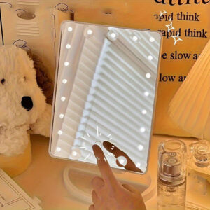 1 komad 16-svetlosno ogledalo za šminkanje sa USB/AA baterijama, prenosivo rotirajuće sa 3 nivoa podešavanja svetlosti i kontrolom na dodir, 3-u-1 multifunkcionalno ogledalo sa skladištem i podesivom visinom za kuću, dom, putovanje – idealan poklon za rođendan/Noć veštica