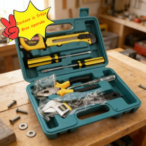 8 komada Multifunkcionalni Set Alata za Domaćinstvo | Osnovni Set Metalnih Ručnih Alata sa Prenosivom Kutijom za Skladištenje za Kućne Popravke & Svakodnevnu Upotrebu