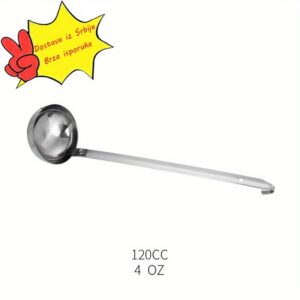 Čelična kašika za supu sa dodirnim zavarivanjem – Ergonomski dizajn kuke za precizno merenje, izdržljiva i laka za čišćenje, alatka za supove, sokove, umake, džem – Sigurna za hranu, duboka kašika za kućnu i profesionalnu upotrebu, moderno kuhinjsko posuđe, materijal lak za čišćenje