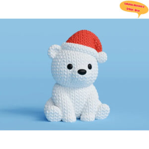 3D Štampani Mini Božićni Medvedić Ukras – Crtani 3D DIY Dodatak: Jednobojna Dekoracija Medvedića