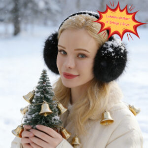 Crni plisani stitnici za usi za zimu topli