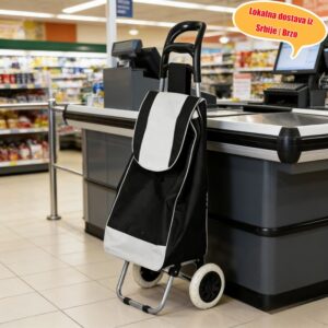 Prenosiva kolica za kupovinu | Sklopiva kolica za namirnice sa torbom | Savršena za supermarket, vešeraj i spoljašnju upotrebu