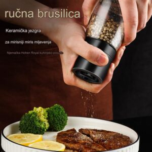 Ručni mlin za biber i so sa podesivom krupnoćom – Izdržljiv mlin za so, ručno upravljanje za sveže mlevene začine, so, biber – Kuhinjski alat za kućnu i komercijalnu upotrebu, bez /, lako za čišćenje