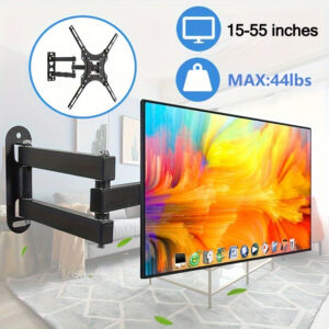 1 kom. Potpuno pokretni metalni nosač za TV monitor, sa zglobnom rukom, okretanjem, nagibom i produžetkom, odgovara za LED LCD ravne i zakrivljene TV-ove od 38.1-139.7 cm, VESA 40.01×40.01 cm, maksimalno opterećenje 19.96 KG