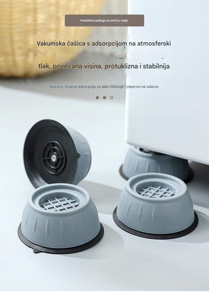 Teške neklizajuće podloge za veš mašine i nameštaj - Sivo/Crne antivibracione stabilizatore sa kompatibilnošću za bubanj/stolicu/sto/frizider, za vibracije uređaja (Izdržljive višenamenske podloge)