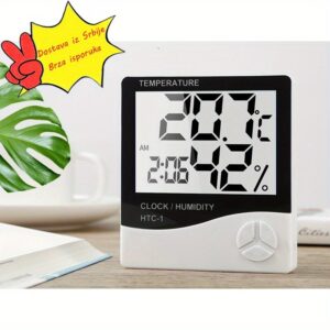 Visokokvalitetni elektronski kućni termometar sa velikim ekranom, merilnik temperature i vlažnosti vazduha, visoko precizan unutrašnji elektronski termometar HTC-1