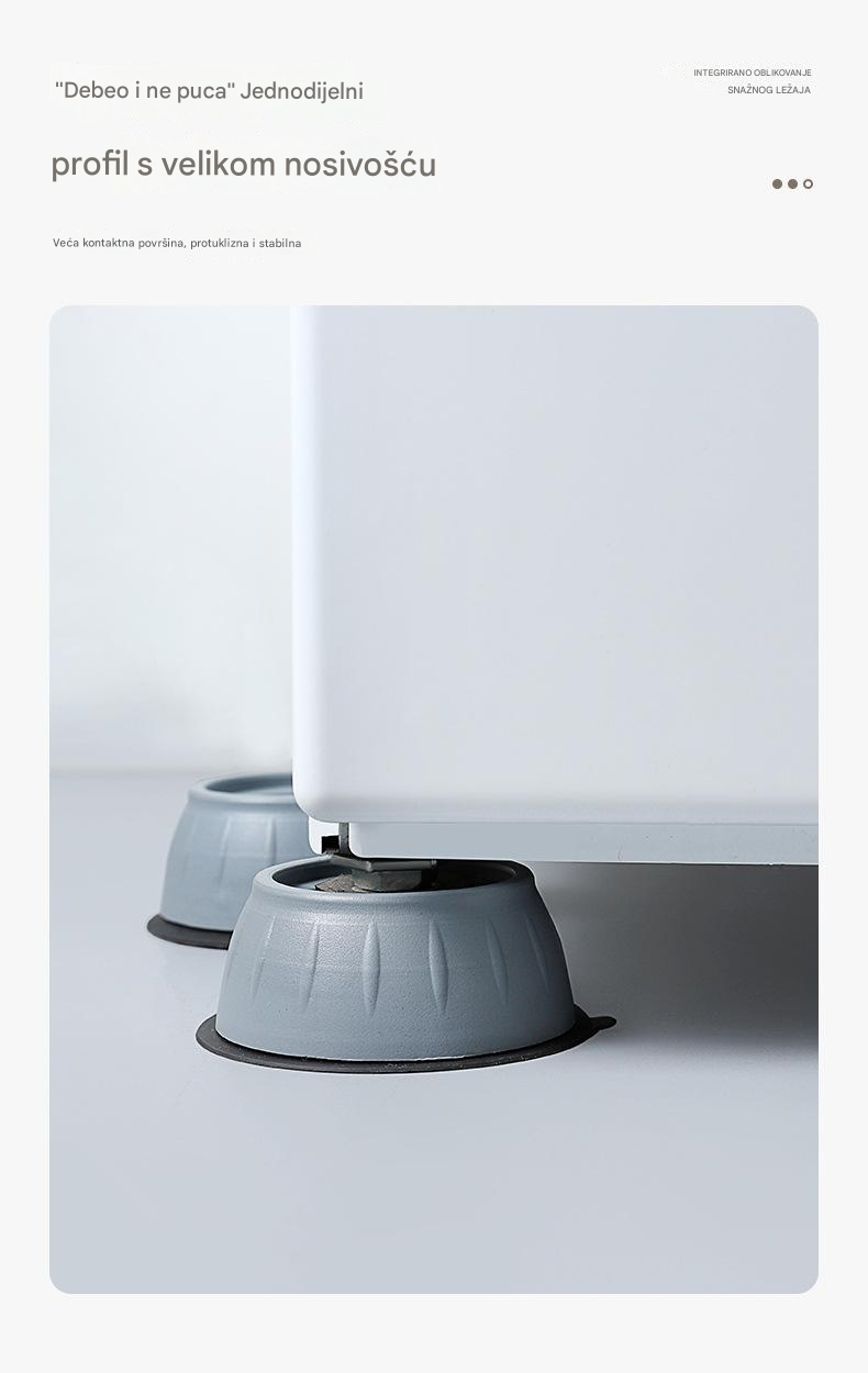 Teške neklizajuće podloge za veš mašine i nameštaj - Sivo/Crne antivibracione stabilizatore sa kompatibilnošću za bubanj/stolicu/sto/frizider, za vibracije uređaja (Izdržljive višenamenske podloge)