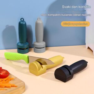 Ručni oštrač noževa – Izdržljivi kamen za oštrenje sa grubim/ i finim/ faza za poliranje – Prenosivi oštrač noževa za makaze, noževe – Pogodan za kampovanje