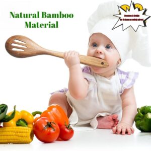 1 komad Bambusova kašika sa prorezima – Otporna na toplotu, nelepljiva, pogodna za kuvanje, šuplja cjediljka sa rešetkama za cijeđenje tečnosti, bambusov pribor za supu, testeninu, povrće, za vruće tave i kuvanje u kipućoj vodi